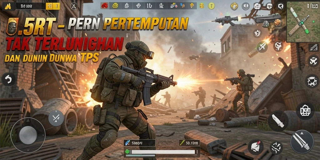 Tampilan gameplay menarik dari 5RT yang menampilkan aksi pertempuran TPS.