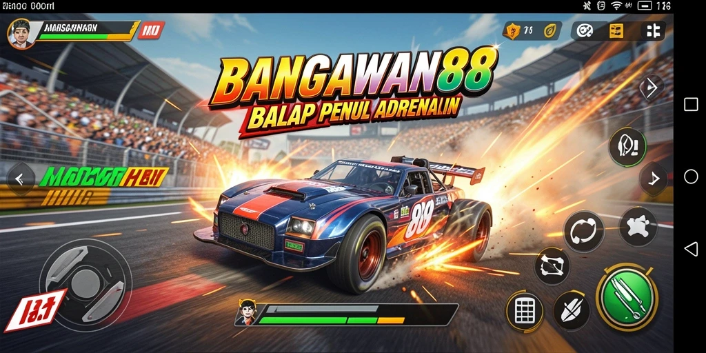 Screenshot utama BANGSAWAN88 menampilkan aksi balap yang mendebarkan.
