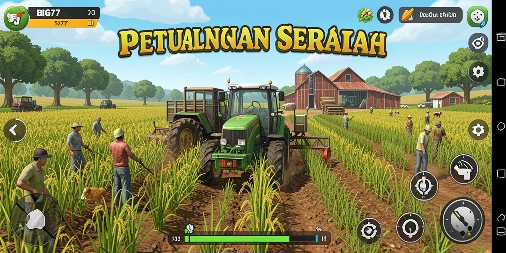 Tampilan gameplay menarik dengan aktivitas bertani yang asyik.