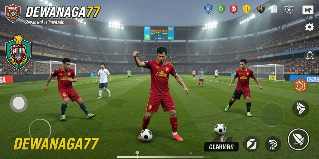 Tampilan gameplay DEWANAGA77 yang seru dalam pertandingan sepak bola.
