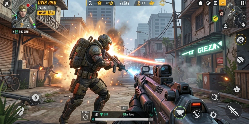 Screenshot dari gameplay seru DV188 dalam aksi TPS.