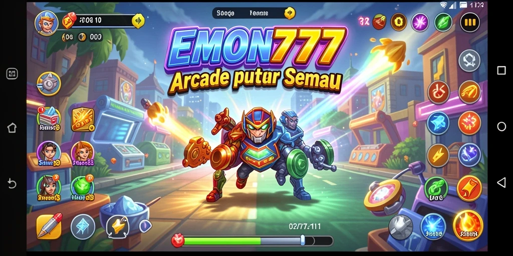Tampilan gameplay seru dari EMON777 dengan aksi arcade yang mendebarkan.