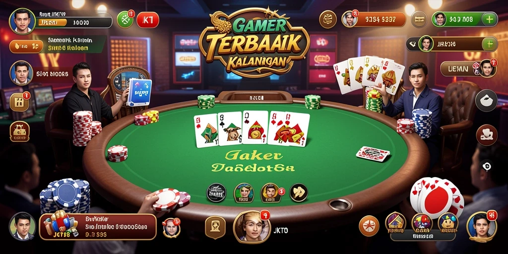 Menampilkan gameplay seru dalam JKT8 dengan fitur poker menarik.