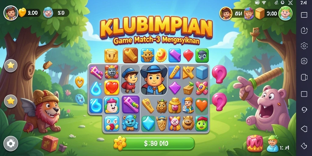 Tampilan gameplay KLUBIMPIAN yang seru dan penuh warna.