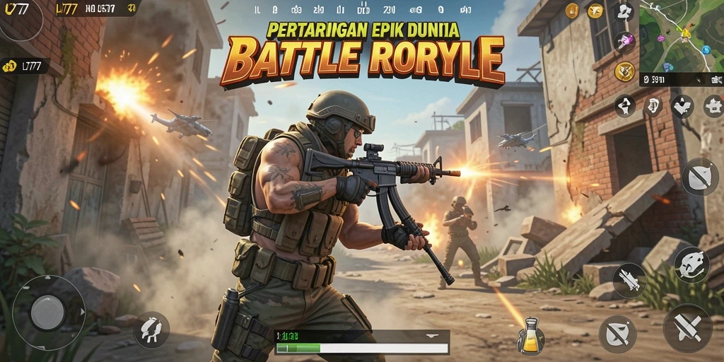 Tampilan gameplay seru di L777 yang menampilkan pertarungan Battle Royale.