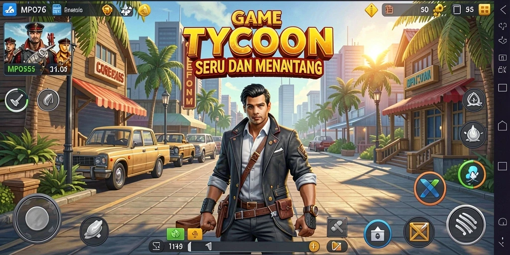 Tampilan screenshot utama MPO76 menampilkan gameplay Tycoon yang mendebarkan.
