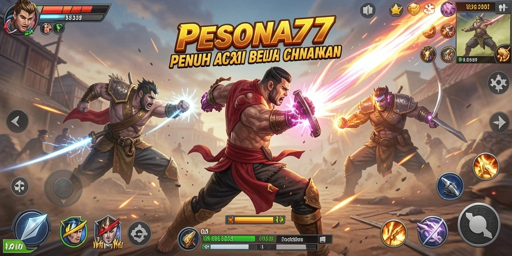 Tangkapan layar gameplay PESONA77 menunjukkan aksi pertarungan yang mendebarkan.