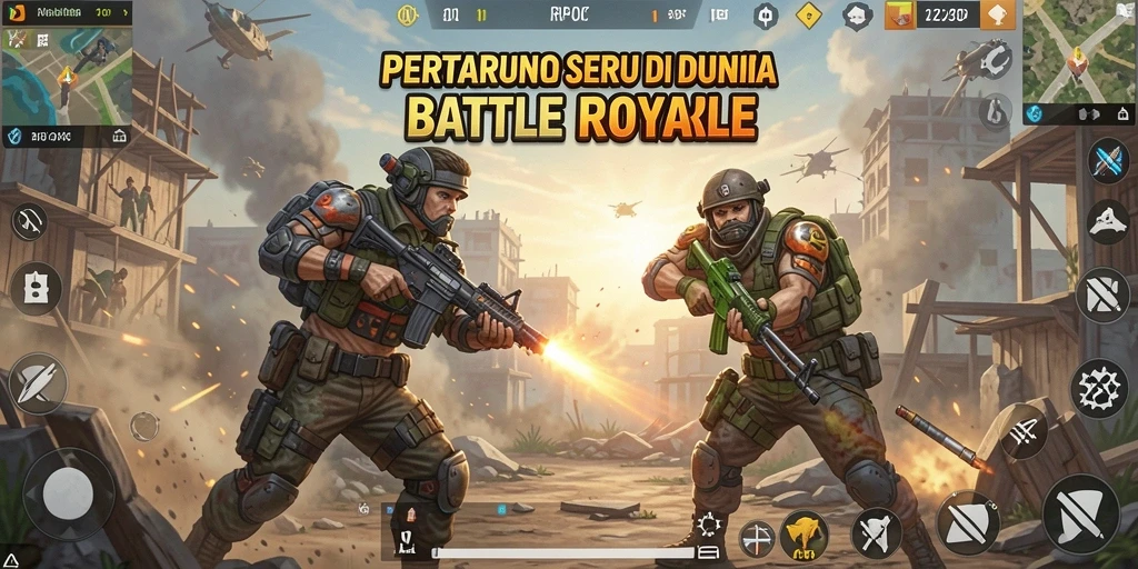Screenshot gameplay RPOK yang menampilkan aksi Battle Royale yang intens.