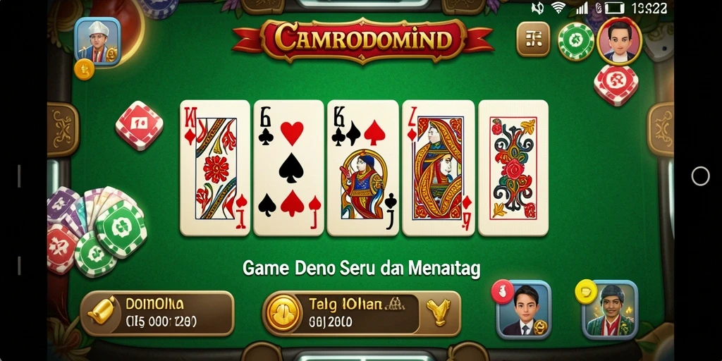Screenshot utama T6 memperlihatkan aksi seru dalam permainan Domino.