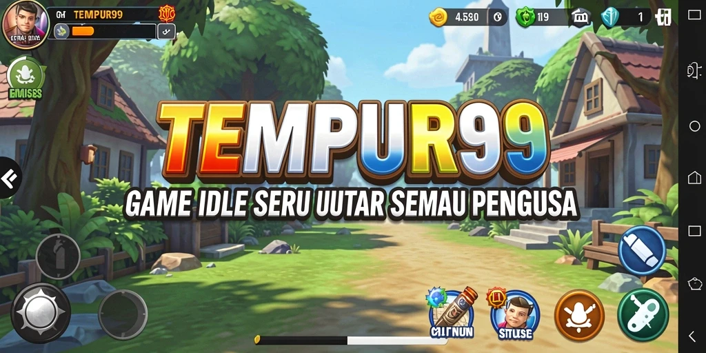 Tampilkan screenshot utama TEMPUR99 dengan action gameplay Idle yang menarik.