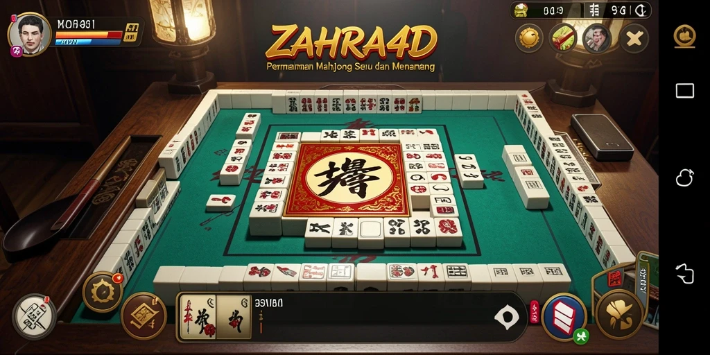 Tampilan gameplay <strong>ZAHRA4D</strong> yang menarik dengan ubin-ubin Mahjong yang berwarna-warni.